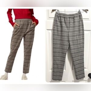 Aritzia Sunday Best Plaid Pants Pull On Elastic Waist Trousers Size XS